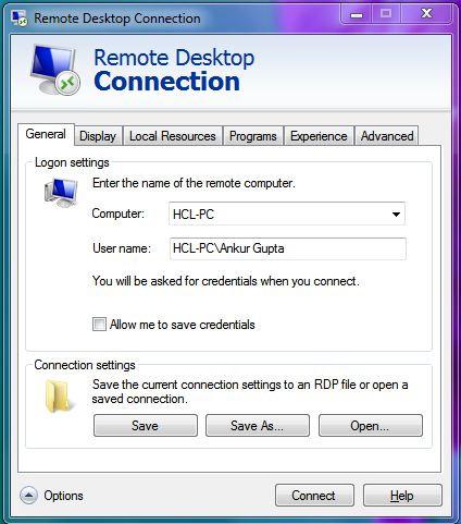 रिमोट डेस्कटॉप कनेक्शन कमांड प्रॉम्प्ट से 1